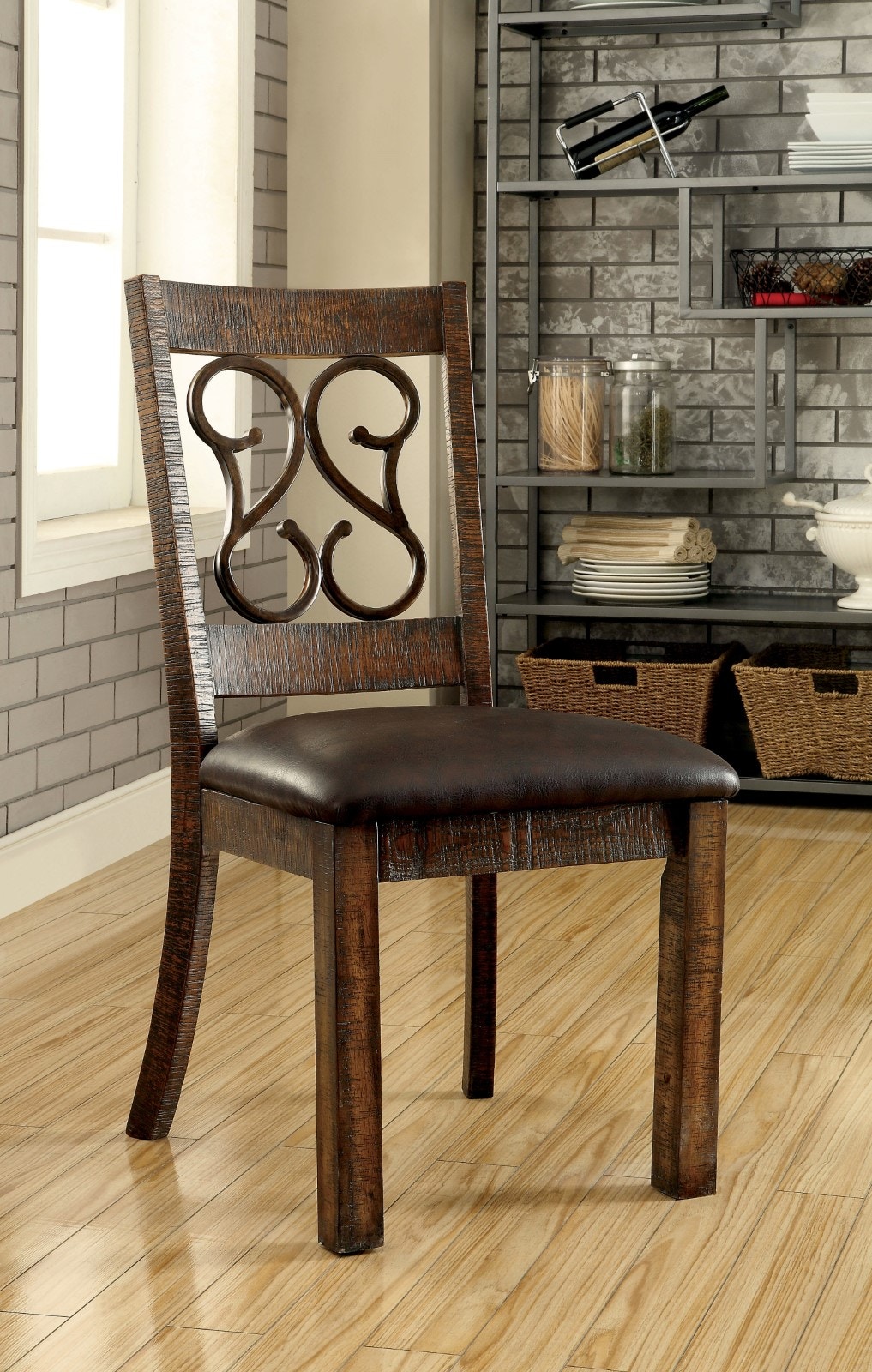 Furniture of america tays online rustic linen dining chairs