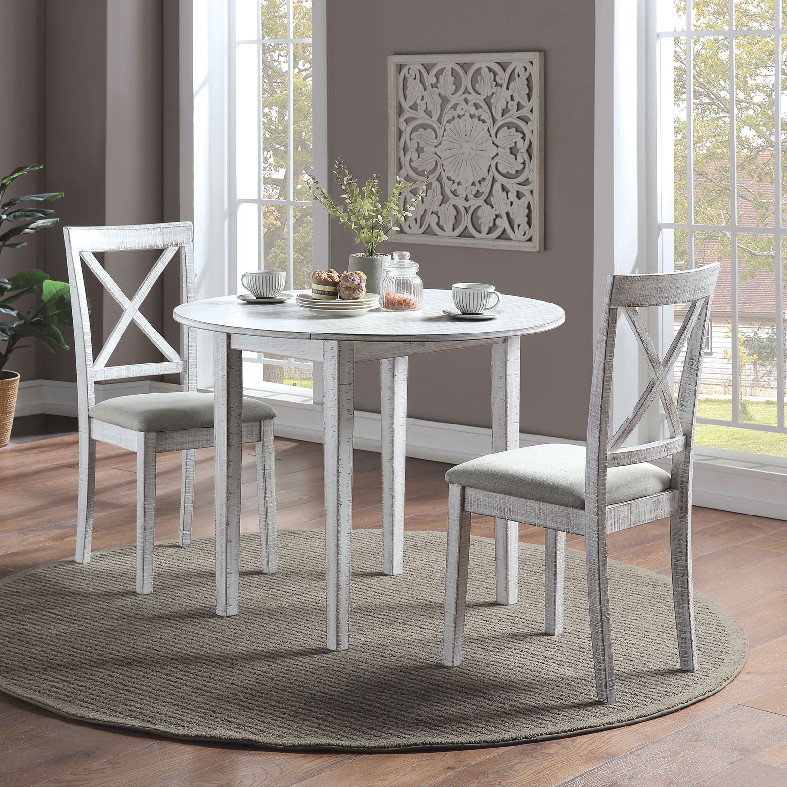 Furniture of America Dining Room 3 Pc. Dining Set CM3477WHRT3PK Furniture Market Austin, TX