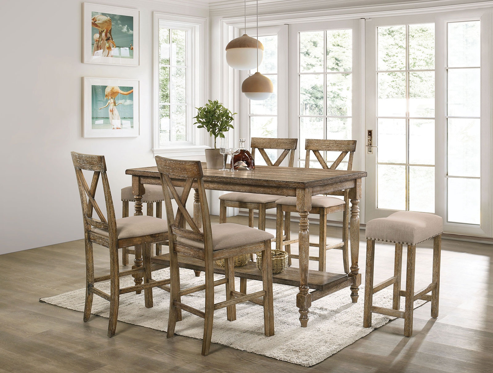  7 Pc. Counter Height. Table Set 