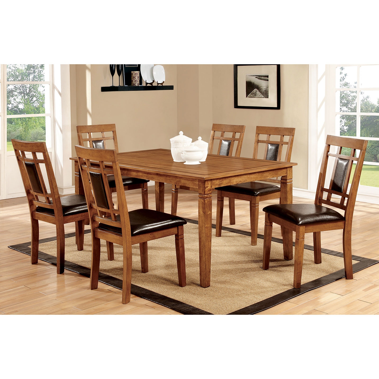 【2日限定SALE】モーダエンカーサ CAPSULEデスク (JTH06-p) Furniture of America Casual Dining 7 Pc. Dining Table Set