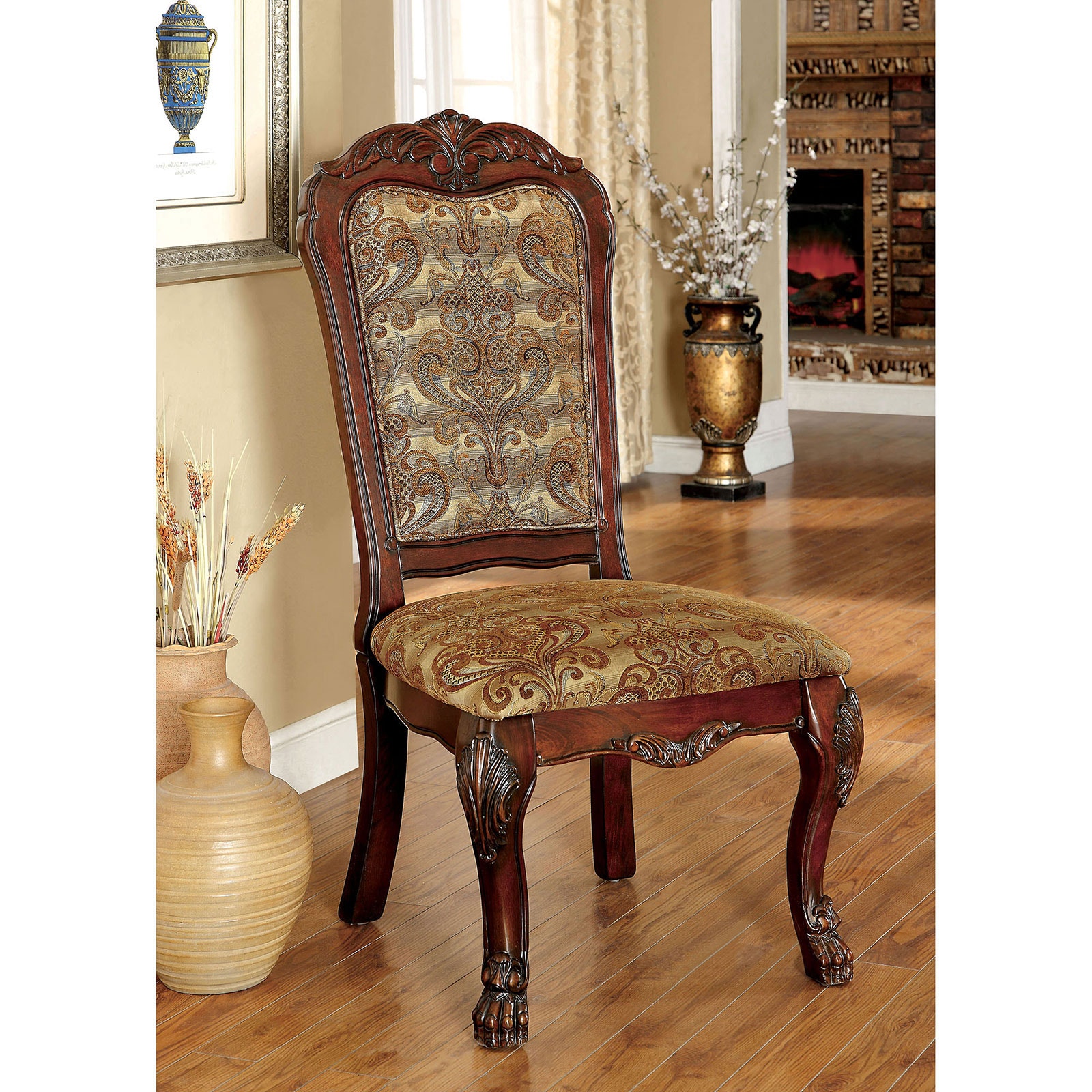 Furniture of America Casual Dining Side Chair, Cherry (2/CTN
