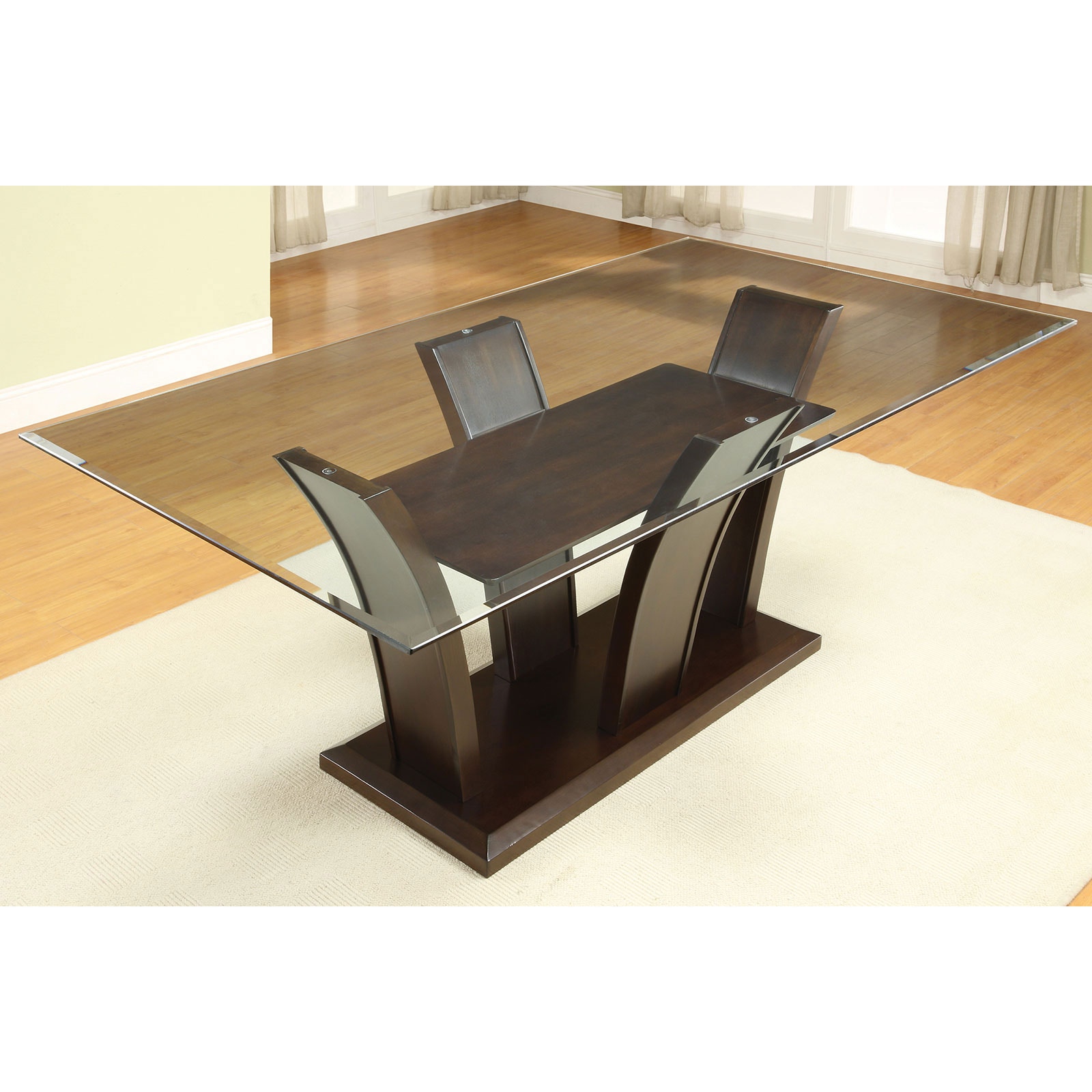 Furniture Of America Dining Room Glass Top Dining Table Cm3710t