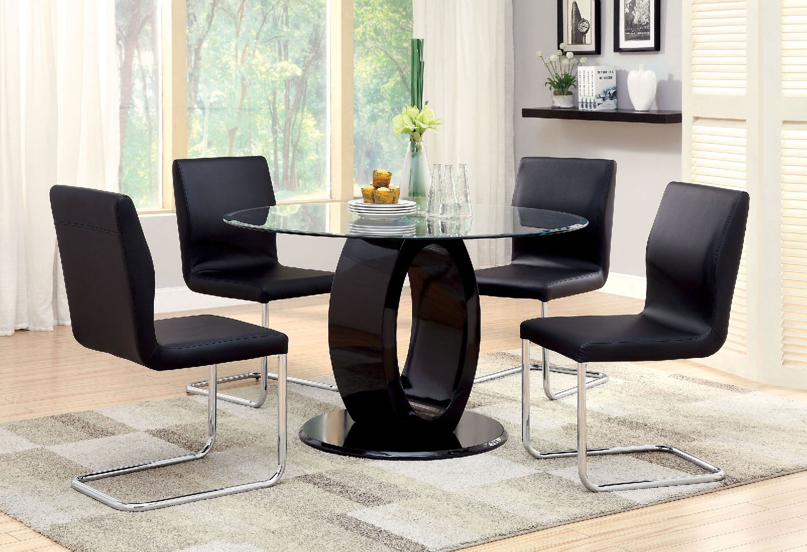 Furniture of America Round Table CM3825BK-RT-TABLE