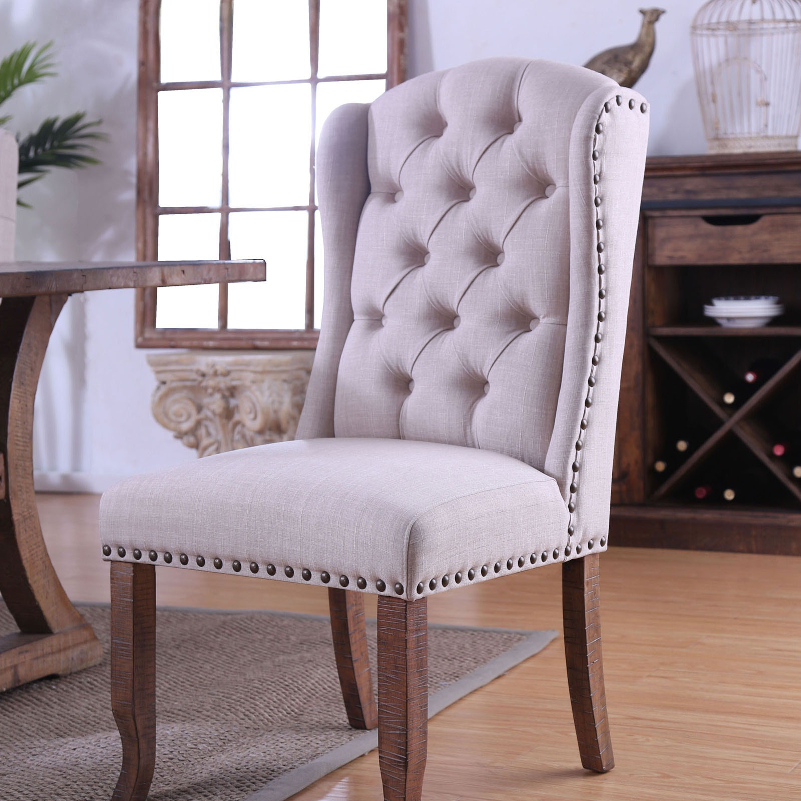 Furniture of America Dining Room Wingback Chair (2/CTN) CM3829FSCW2PK