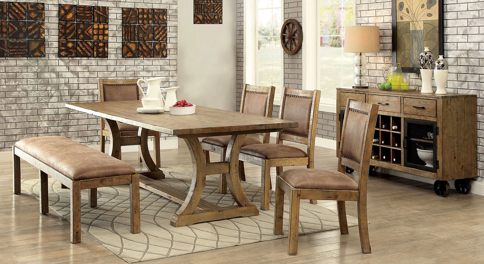 Furniture of America Dining Room 77" Dining Table CM3829T77TABLE