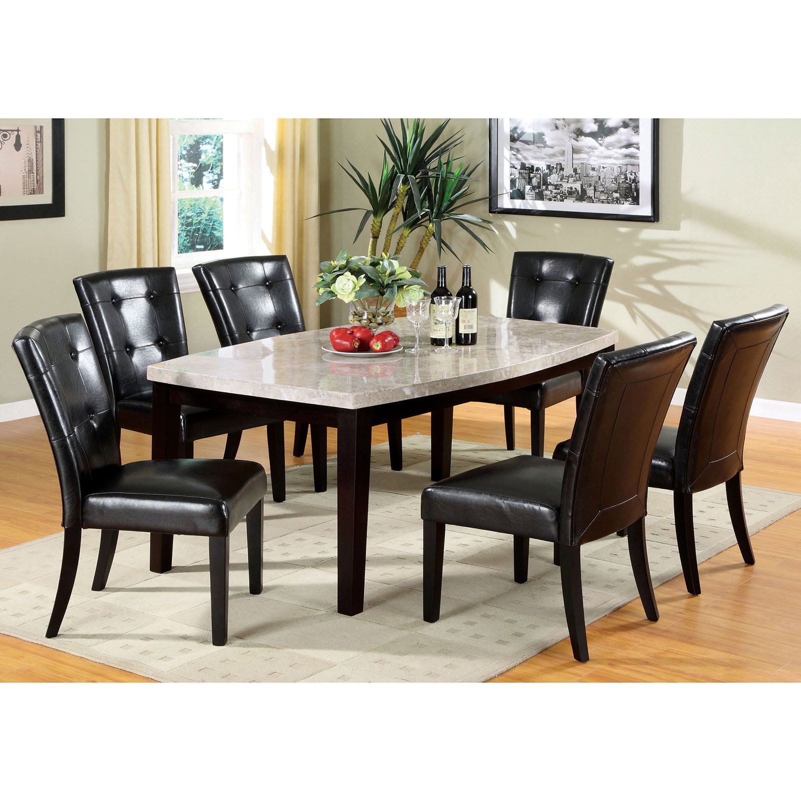 Furniture of America Dining Room Oval Edge Dining Table CM3866T