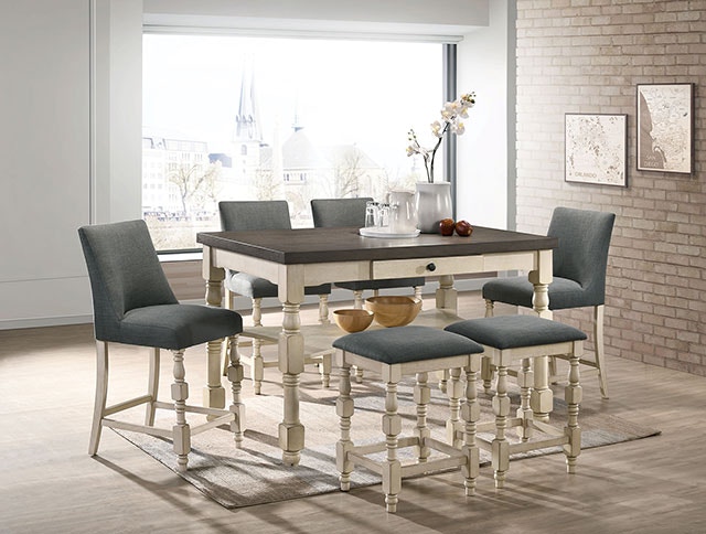  7 Pc. Counter Height. Table Set with 2 Stools 