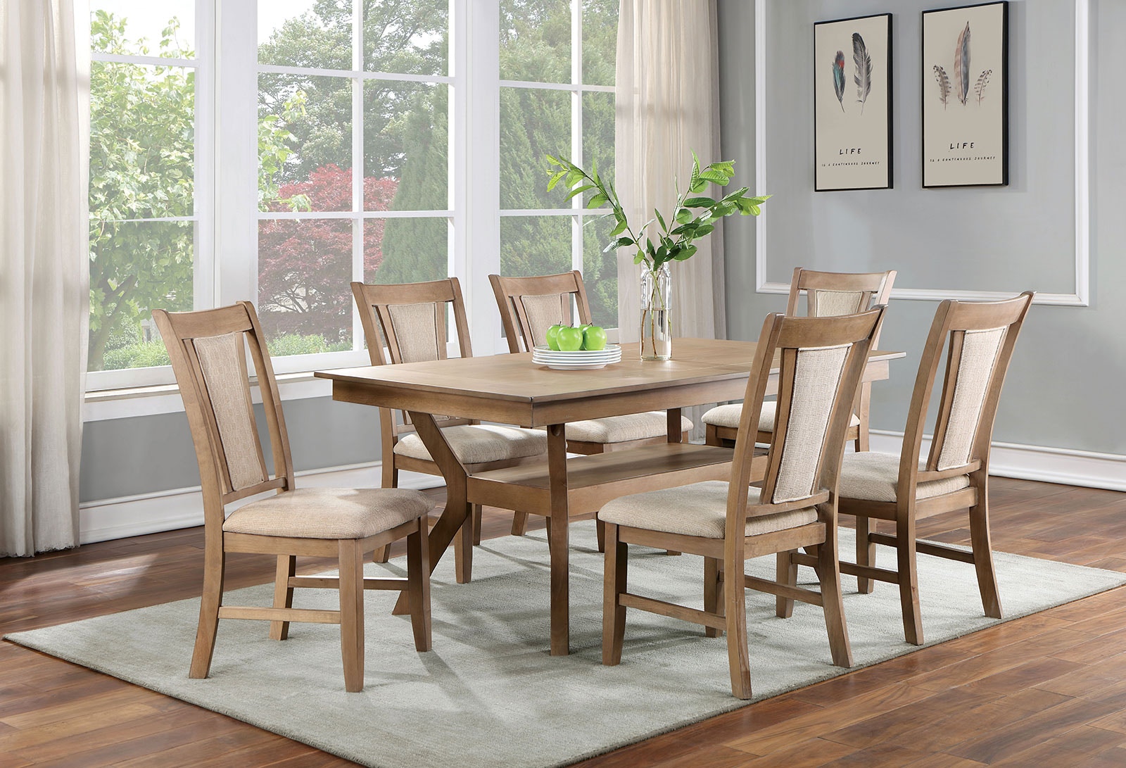 Furniture of America 7 Pc. Dining Table Set CM3984NT-T-7PC