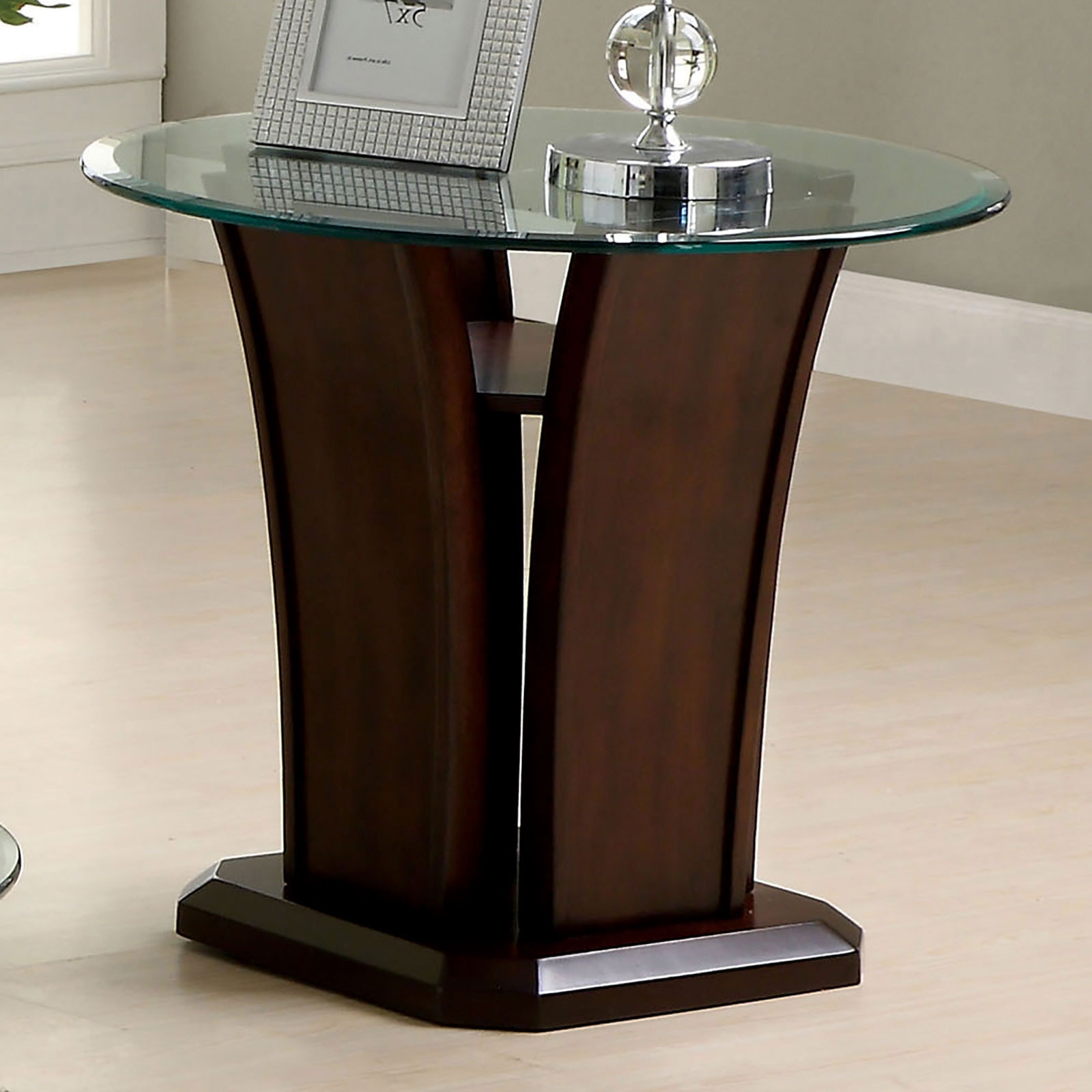 Furniture of America End Table, Brown Cherry CM4104E-PK