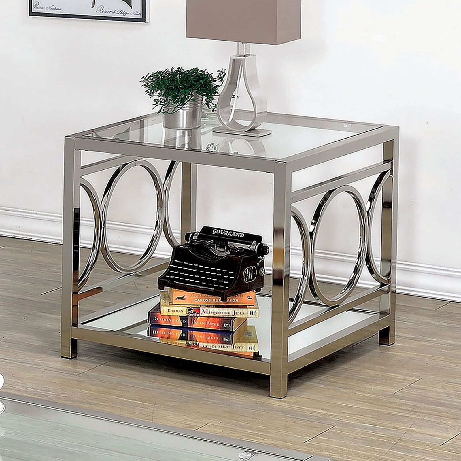 Furniture of America End Table, Chrome CM4166CRM-E