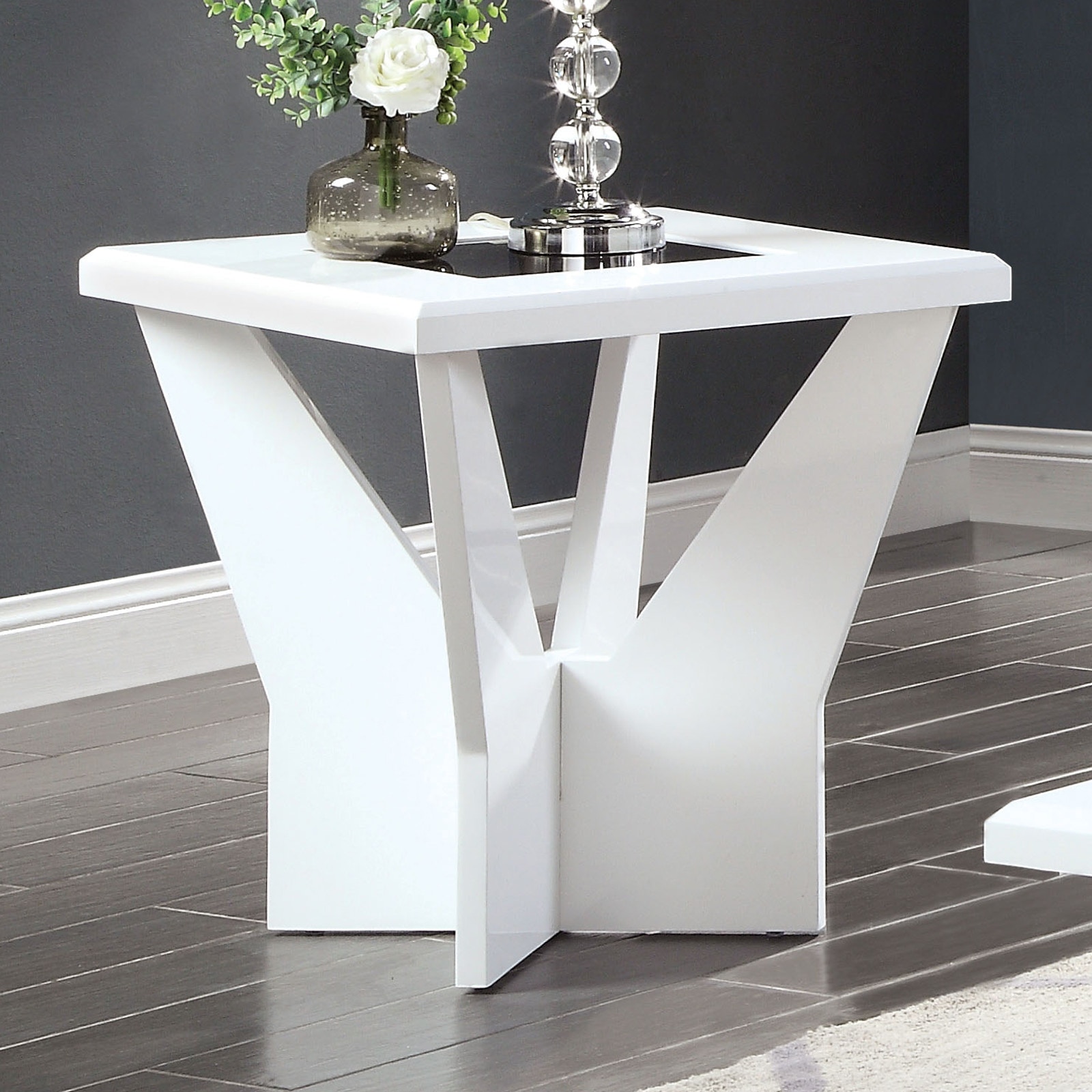 Furniture of America End Table, White CM4183WH-E
