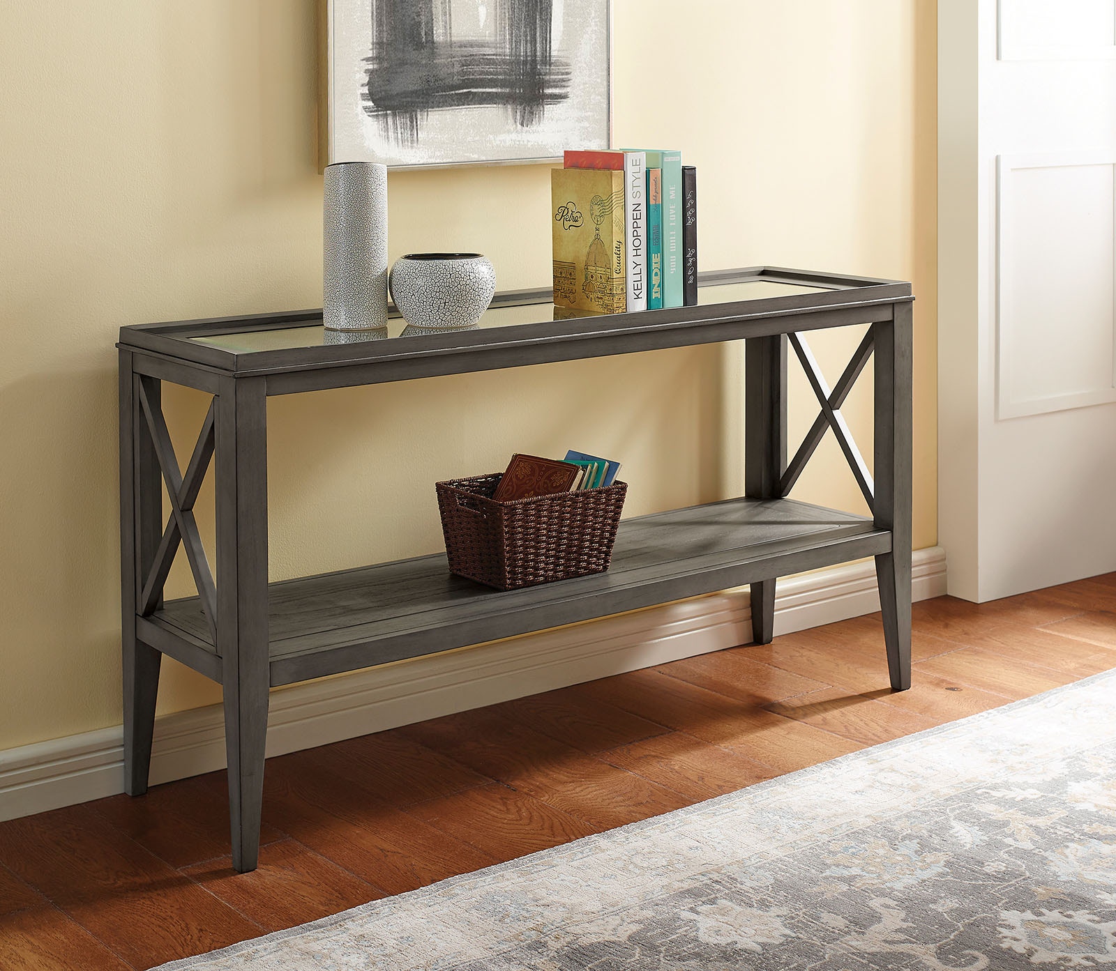 brown wooden austin console table