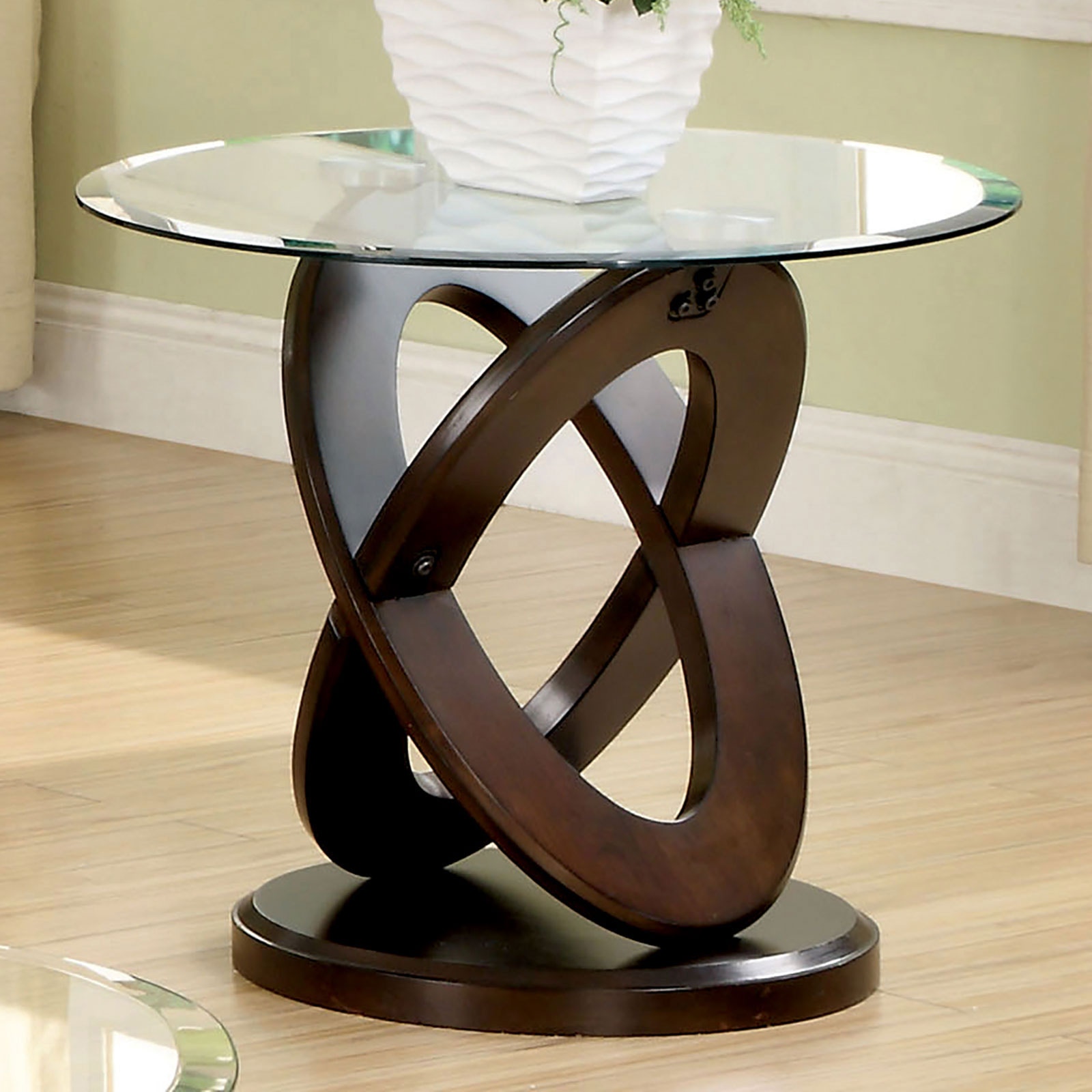 Furniture of America End Table, Dark Walnut CM4401E