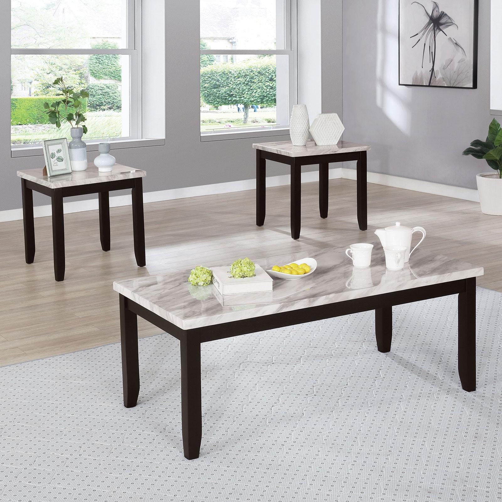Furniture of America 3 Pc. Table Set, White CM4544WH-3PK