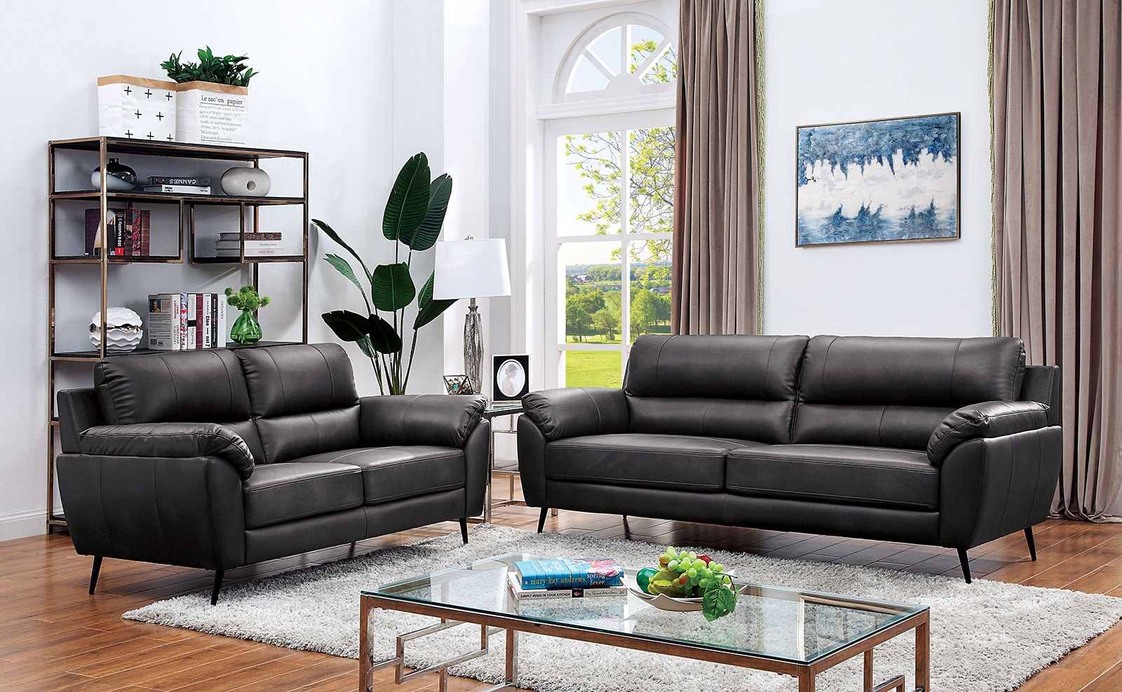 Furniture of America Sofa Loveseat 2 Pc. CM6067GY-2PC