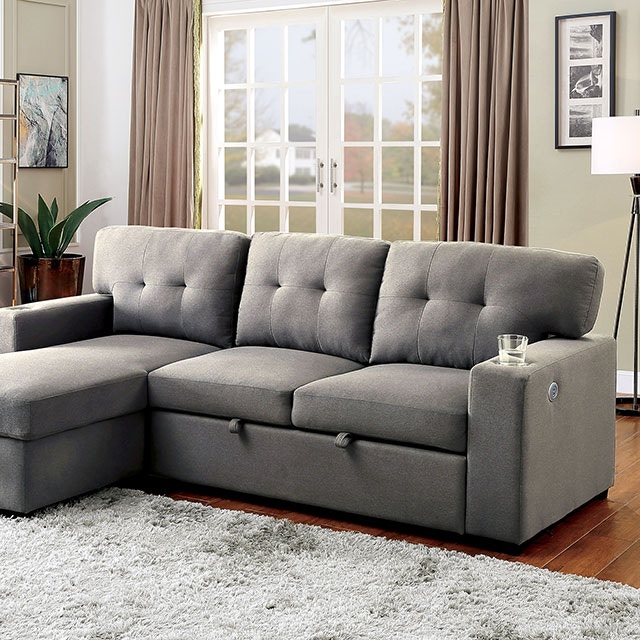 Furniture of America Sectional, Light Gray CM6069GY-SECT