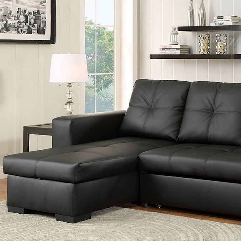 Furniture Of America Living Room Sectional Black Bonded