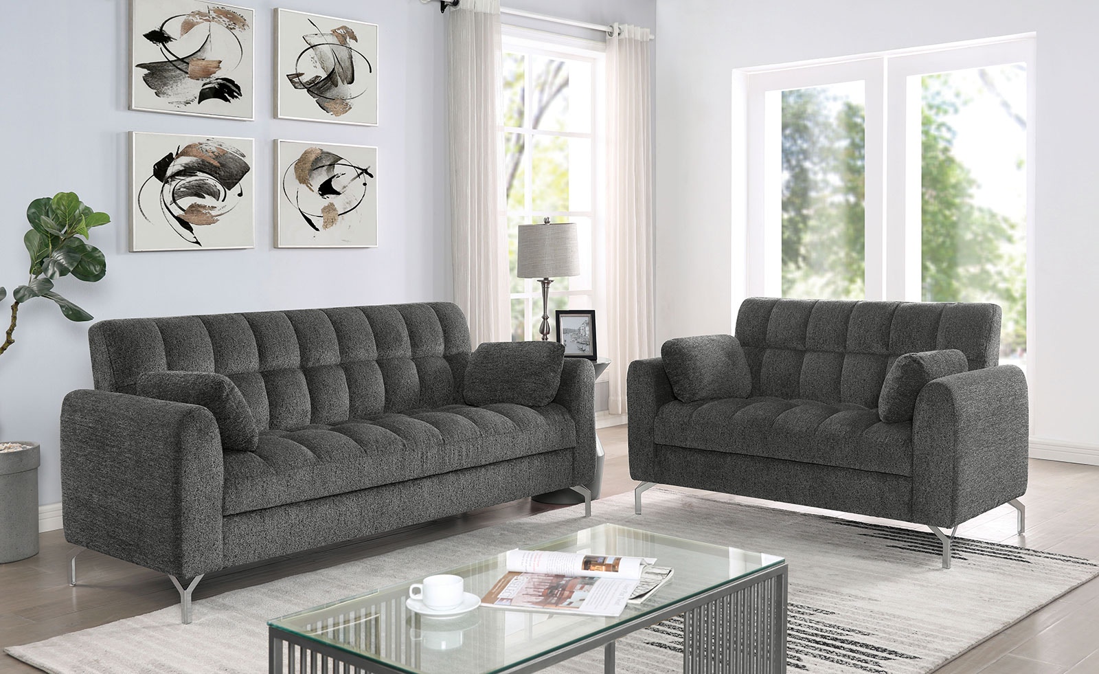 Furniture of America Sofa Loveseat 2 Pc. CM6259DG-2PC