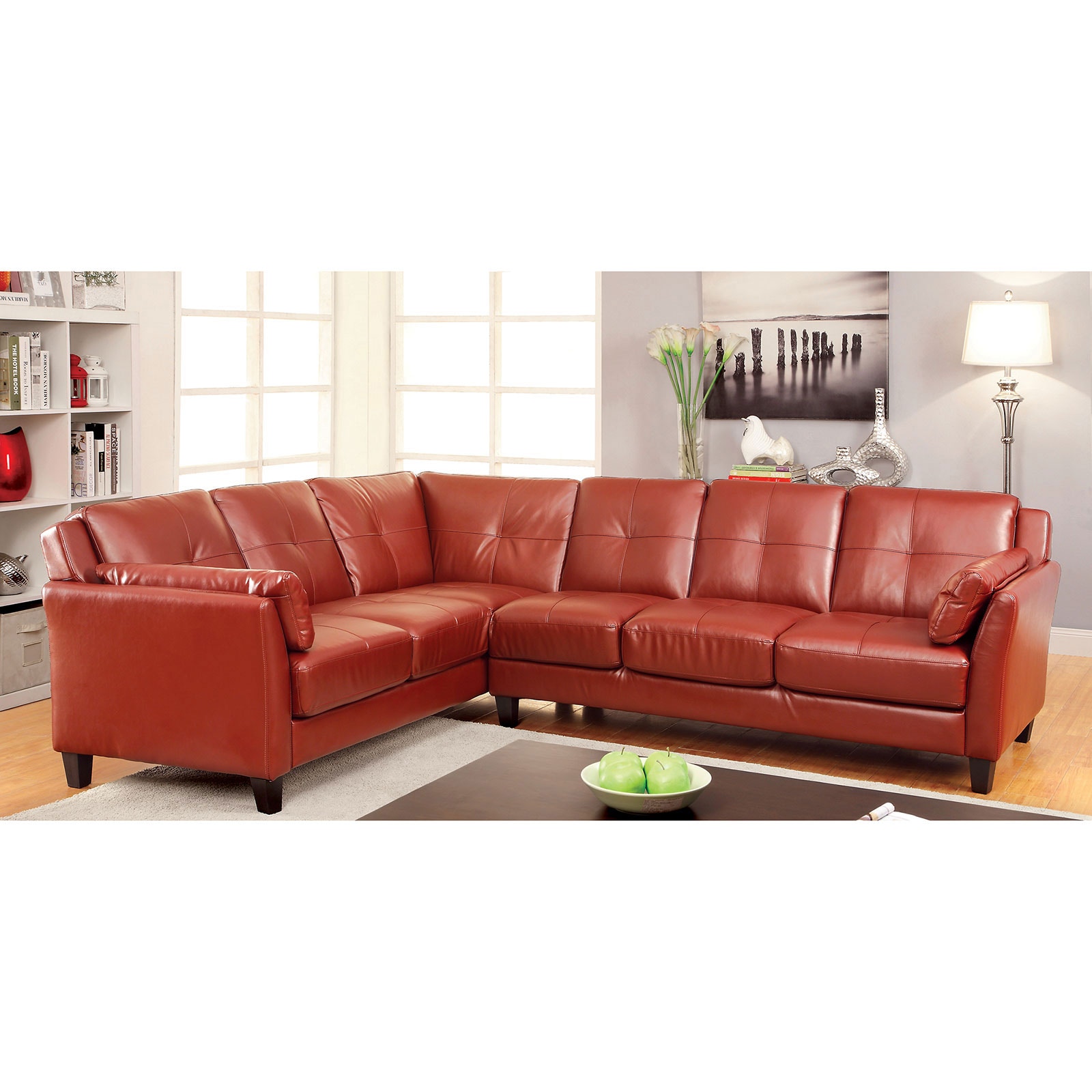 Furniture of America Living Room Sectional, Mahogany Red (K/D