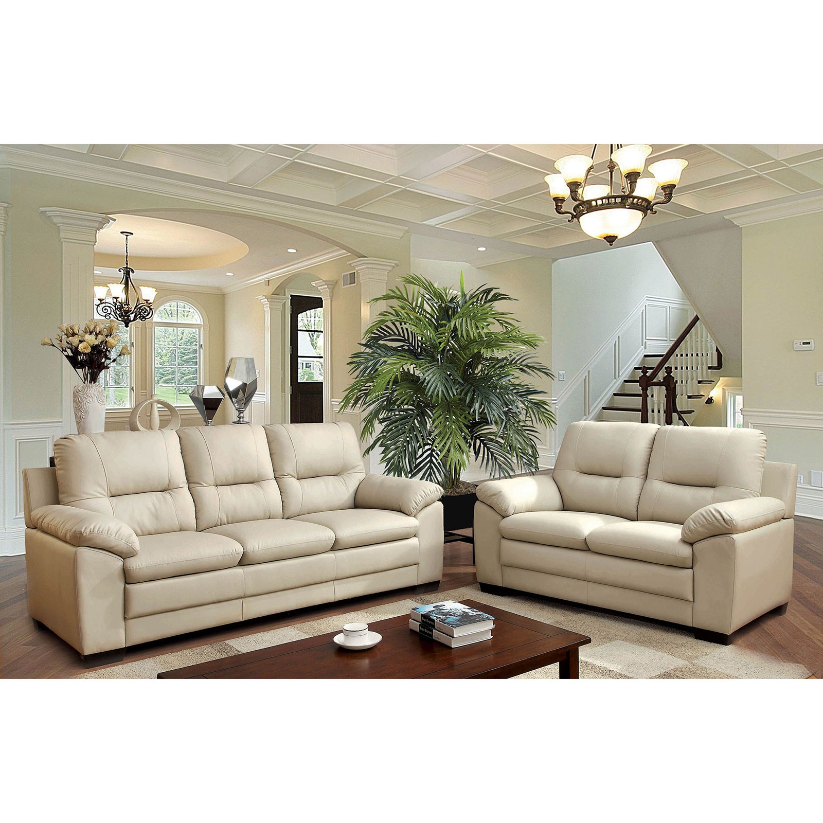 Furniture of America Living Room Love Seat, Ivory CM6324IVLV Leon