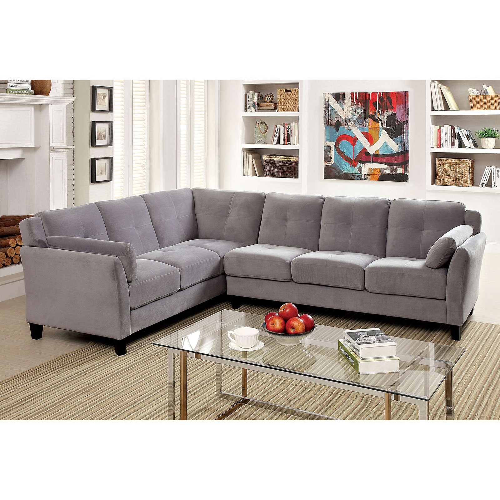 Furniture of America Living Room Sectional Warm Gray K D CM6368GY SECTIONAL Furniture Market