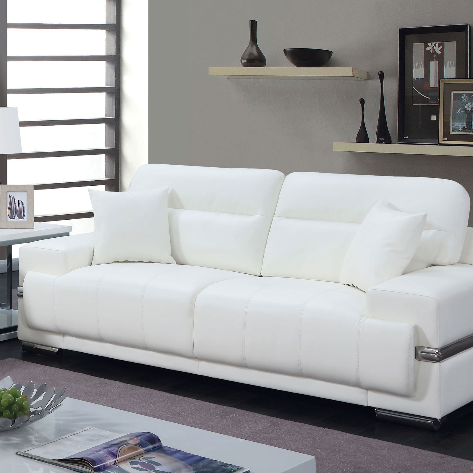 Leons white 2024 leather sofa