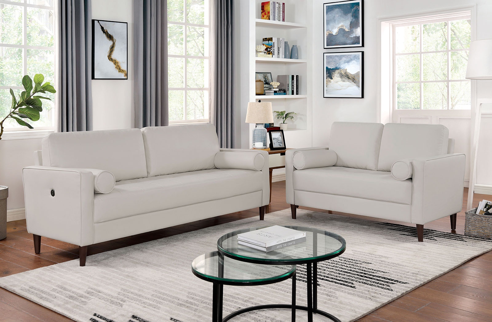 Furniture of America Sofa Loveseat 2 Pc. CM6452WH-2PC
