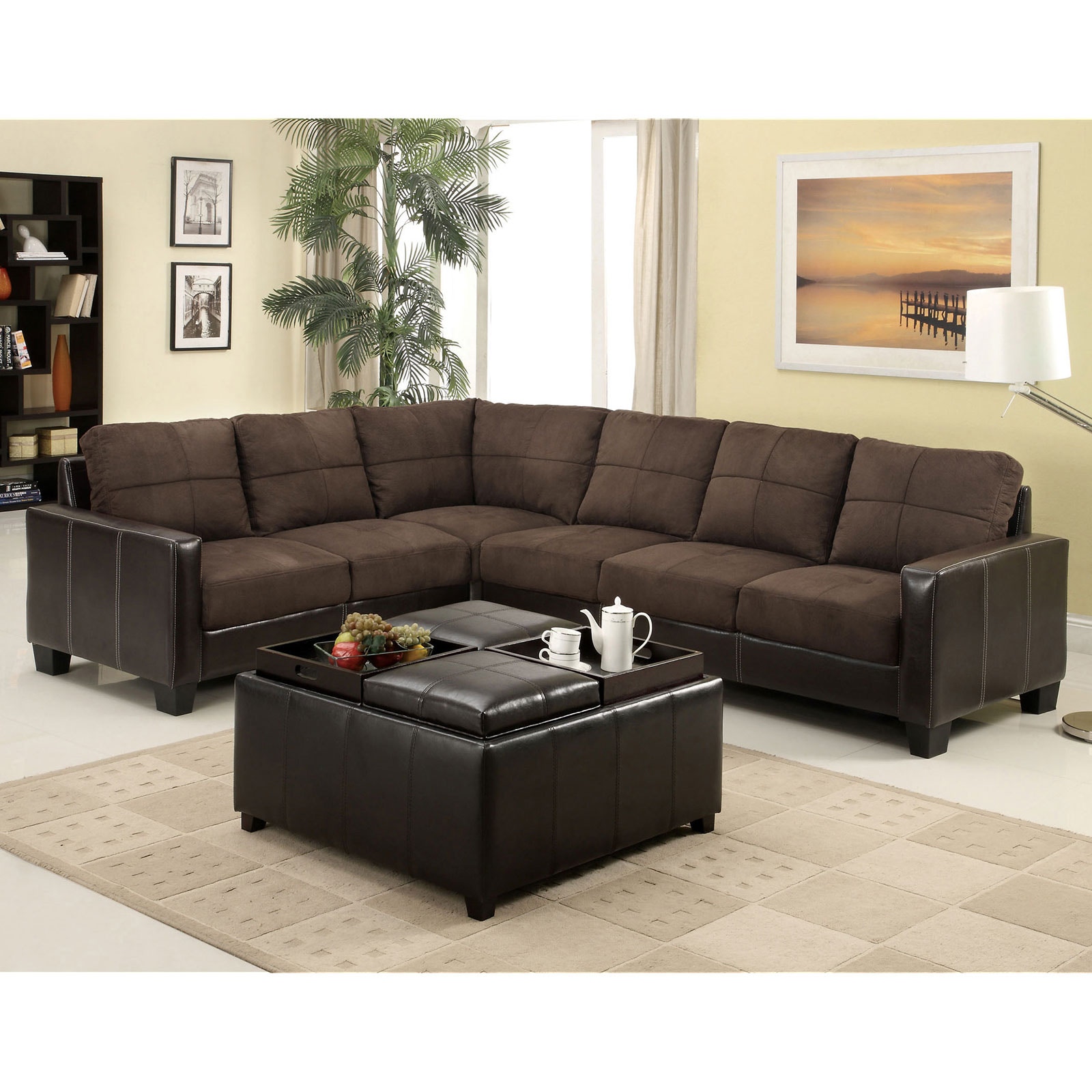 Furniture of America Living Room Sectional CM6453DKPK Furniture