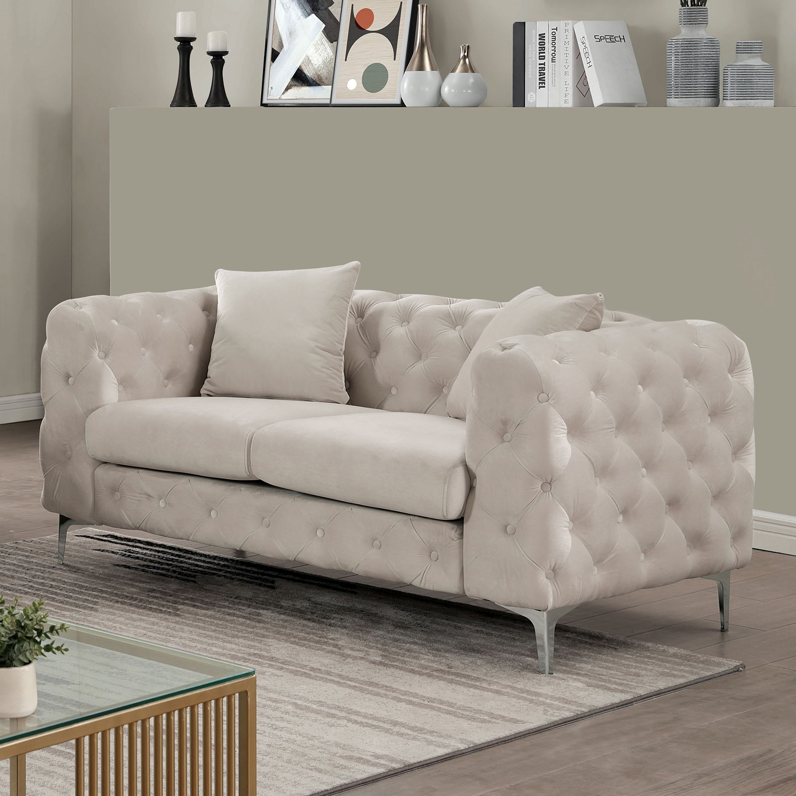  Loveseat, Beige 