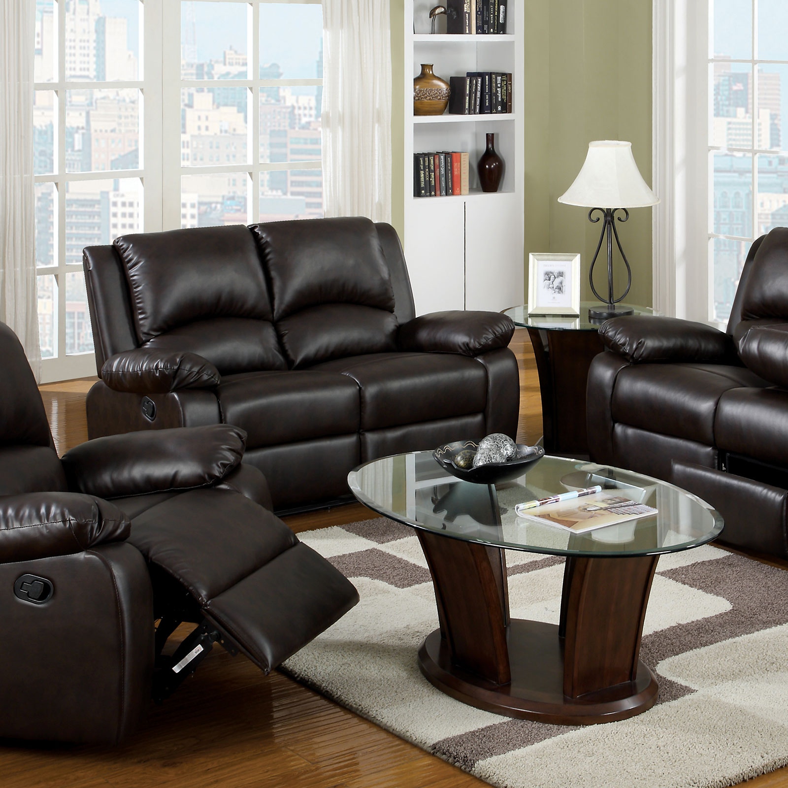 Furniture of America Living Room Sofa with FlipDown Table CM6555SBTD