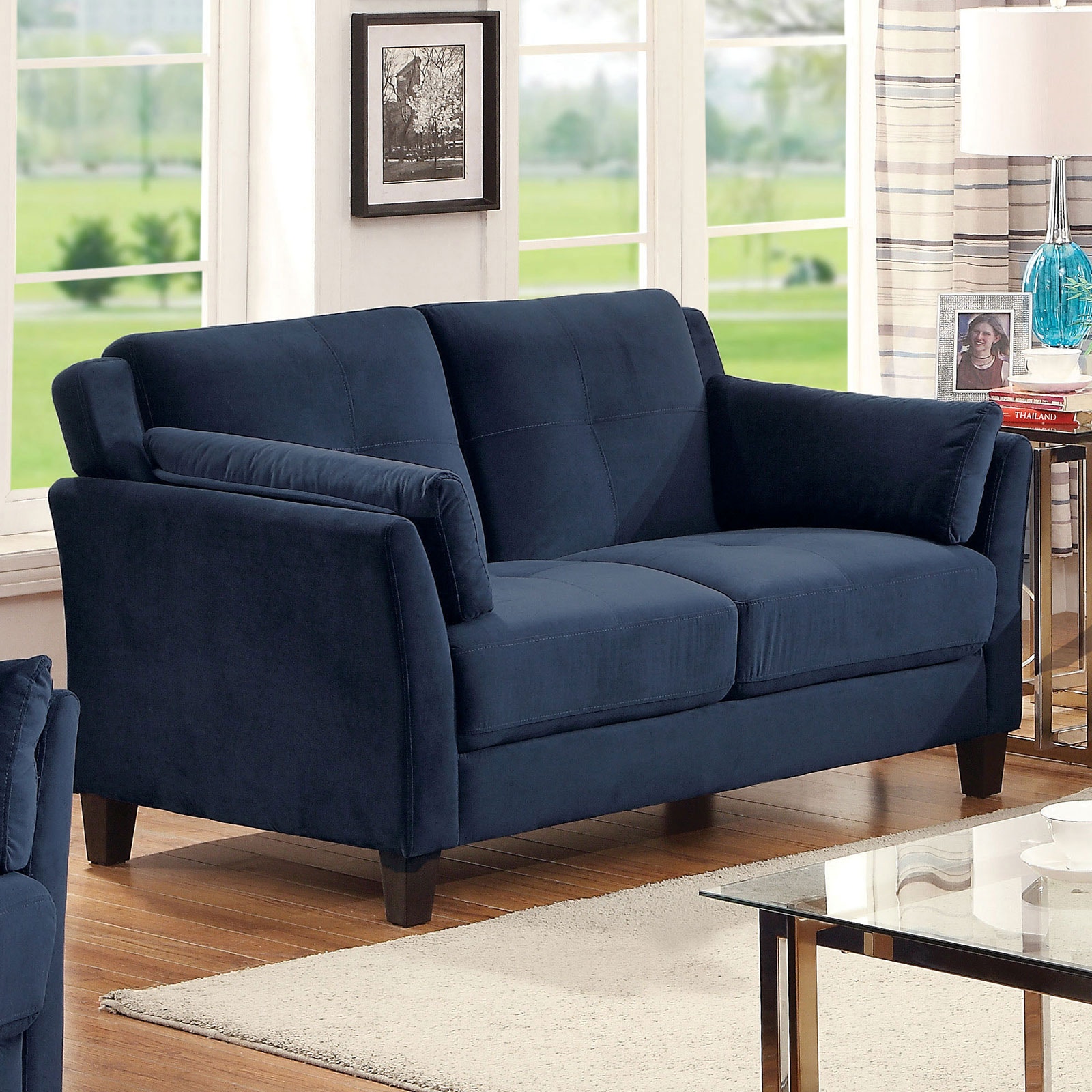 Furniture of America Loveseat, Navy (K/D) CM6716NV-LV-PK