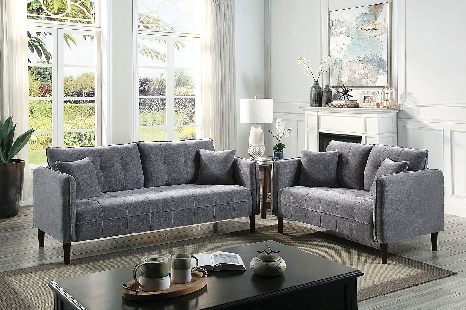 Furniture of America Sofa Loveseat 2 Pc. CM6736DG-2PC
