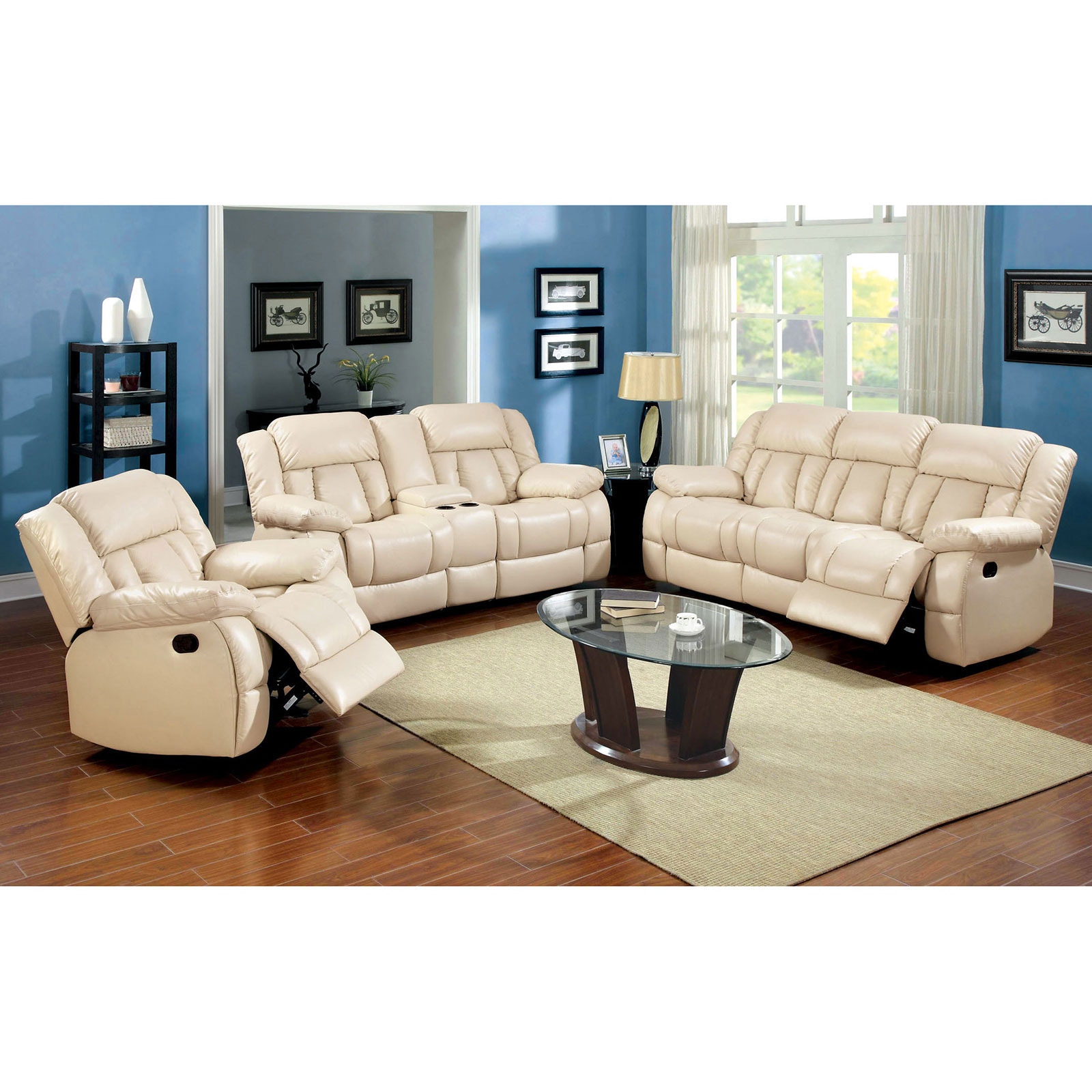 Furniture of America Living Room Love Seat with 2 Recliners CM6827LV