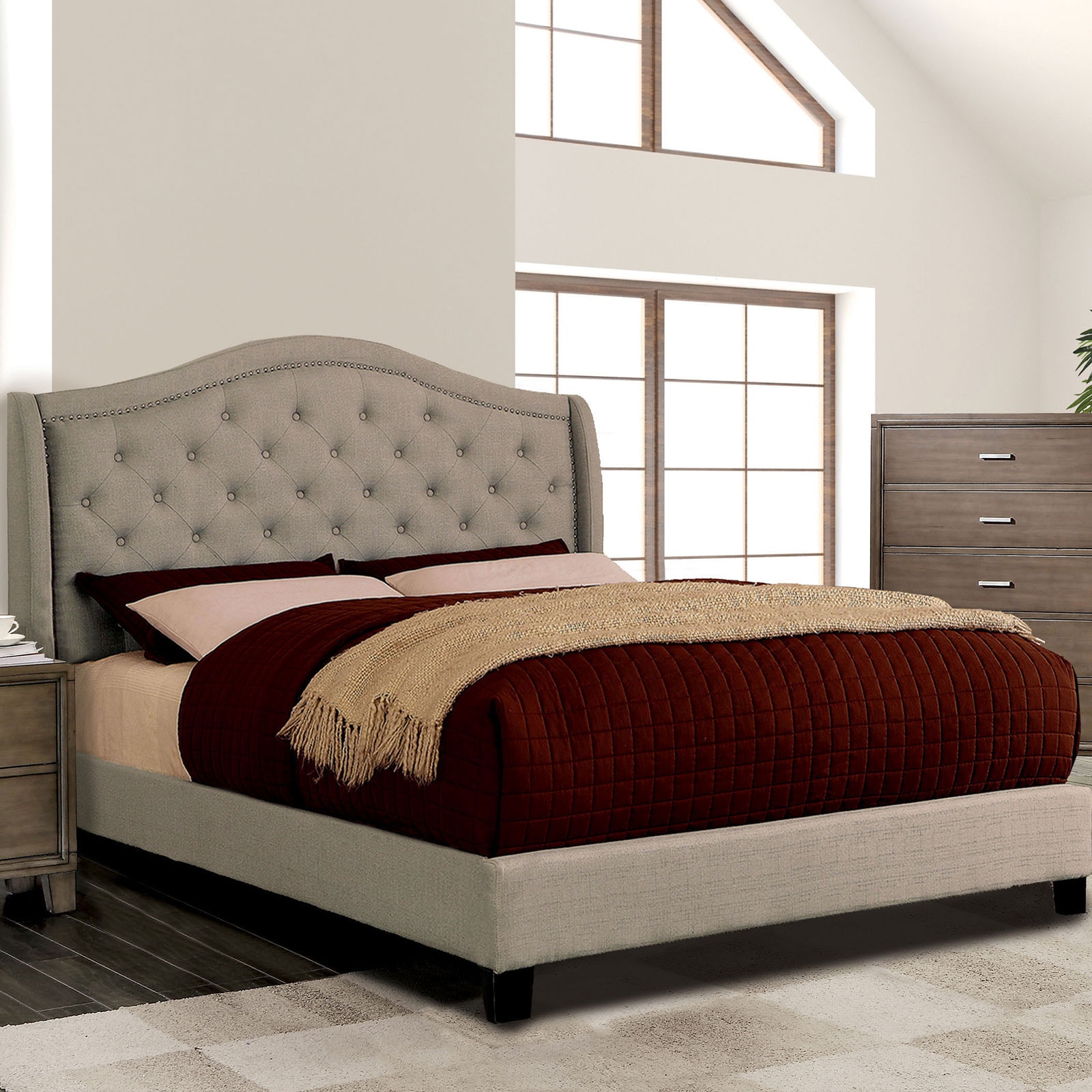  Queen Bed, Warm Gray 