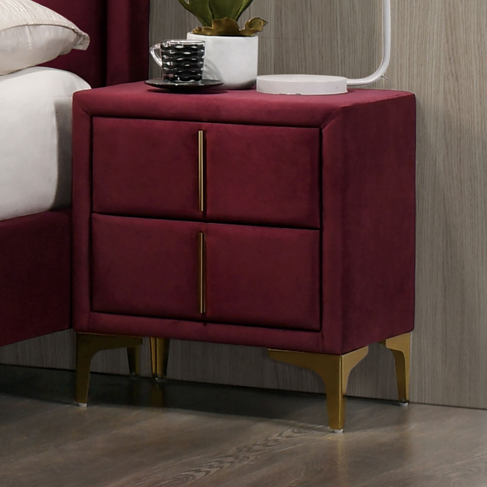 Furniture of America Night Stand, Red CM7411RD-N
