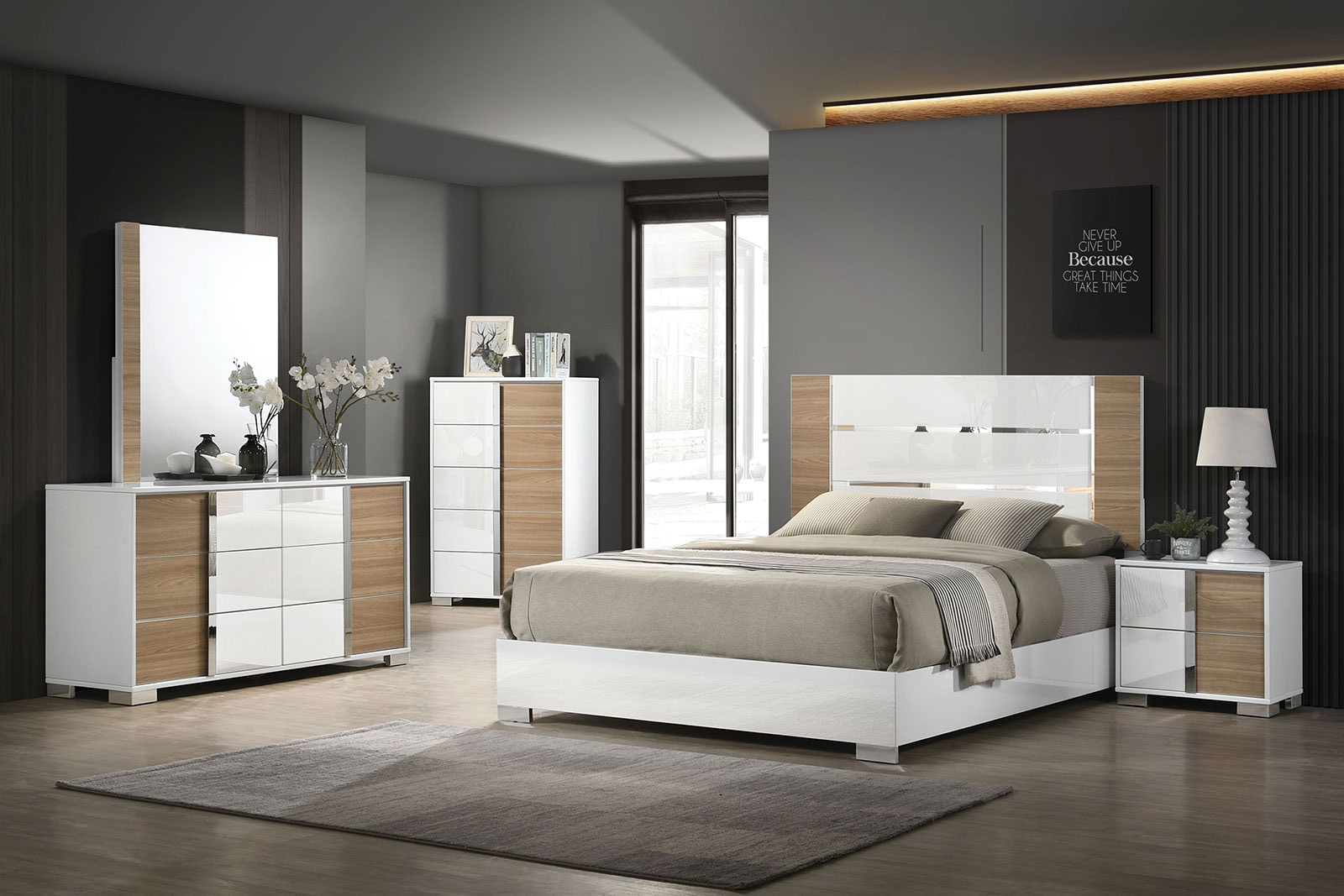 Furniture of America 4 Pc. Queen Bedroom Set CM7462WH-Q-4PC