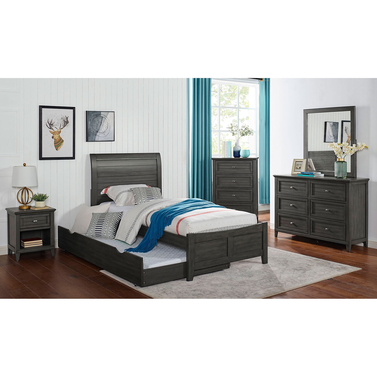Furniture of America 4 Pc. Twin Bedroom Set CM7517GY-T-4PC