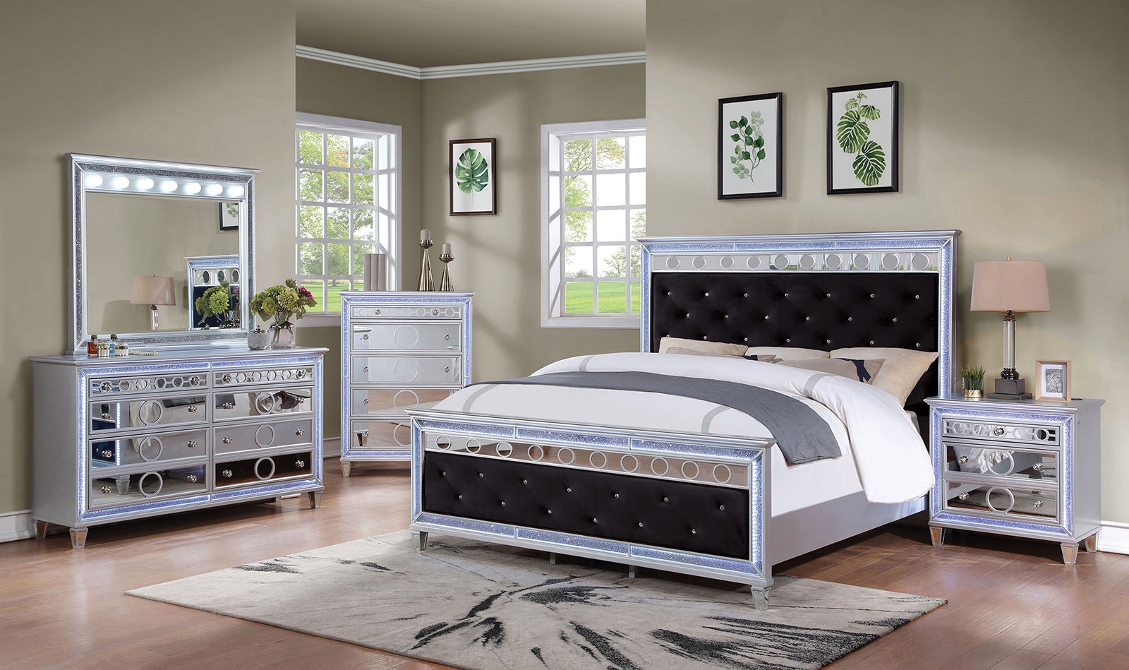 Furniture of America Bedroom 4 Pc. Queen Bedroom Set CM7541BK-Q
