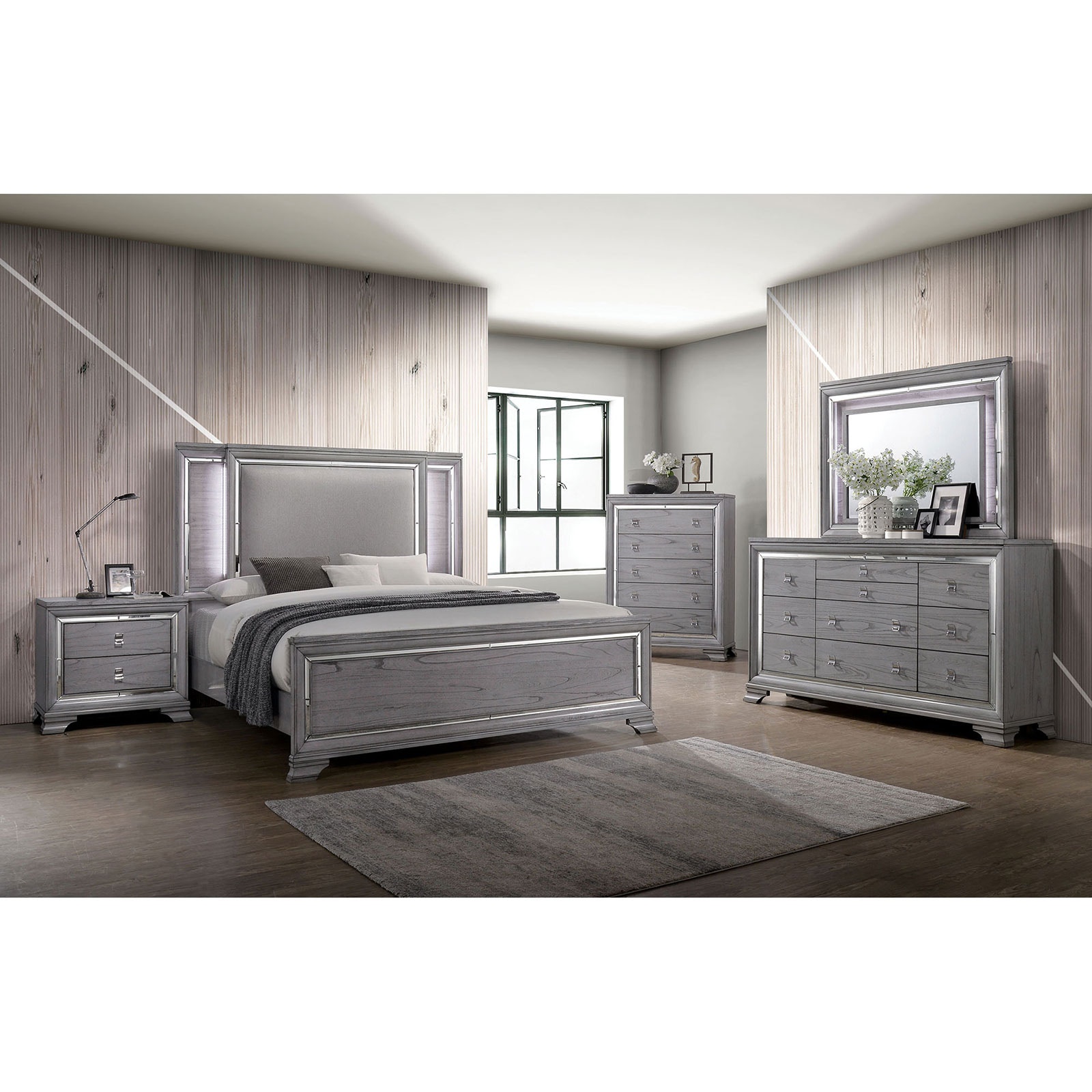 Furniture of America Bedroom 5 Pc. Queen Bedroom Set with 2NS CM7579Q