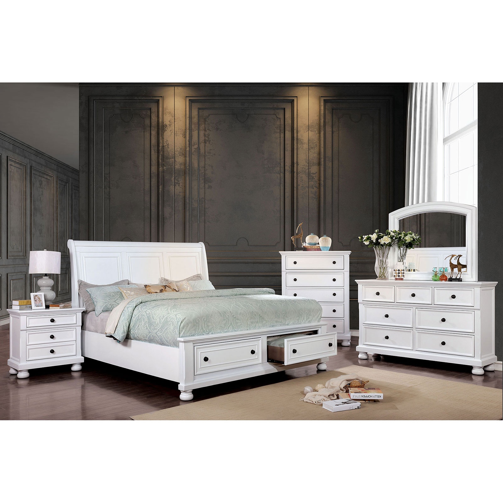 Furniture Of America 4 Pc Queen Bedroom Set Cm7590wh Q 4pc Simply Discount Furniture Santa