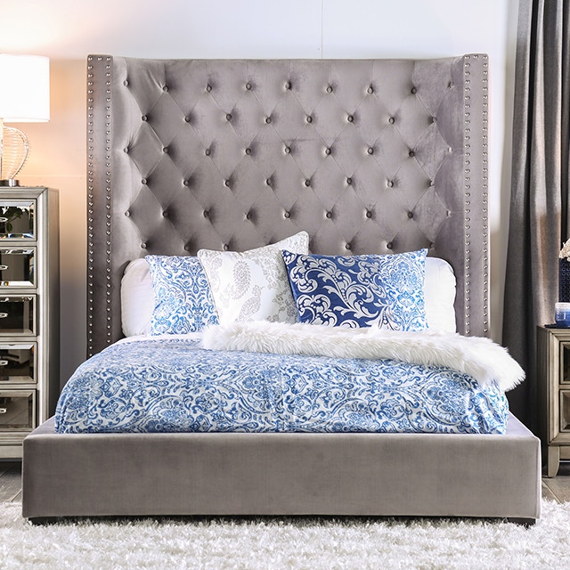 Furniture of America Bedroom California King Bed, Gray