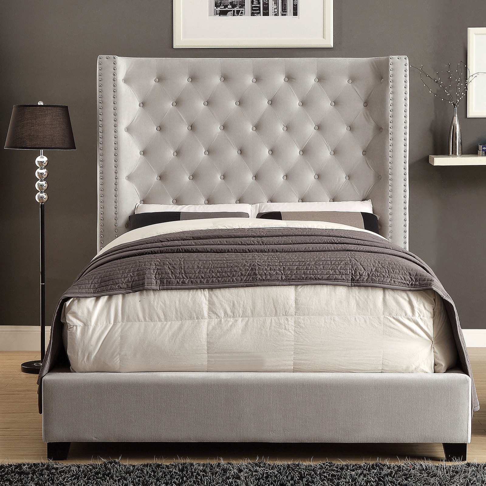KINGS HEAD キングスヘッド　ヴィンテージ Swanson King Bed, Gray - Steve Silver Company
