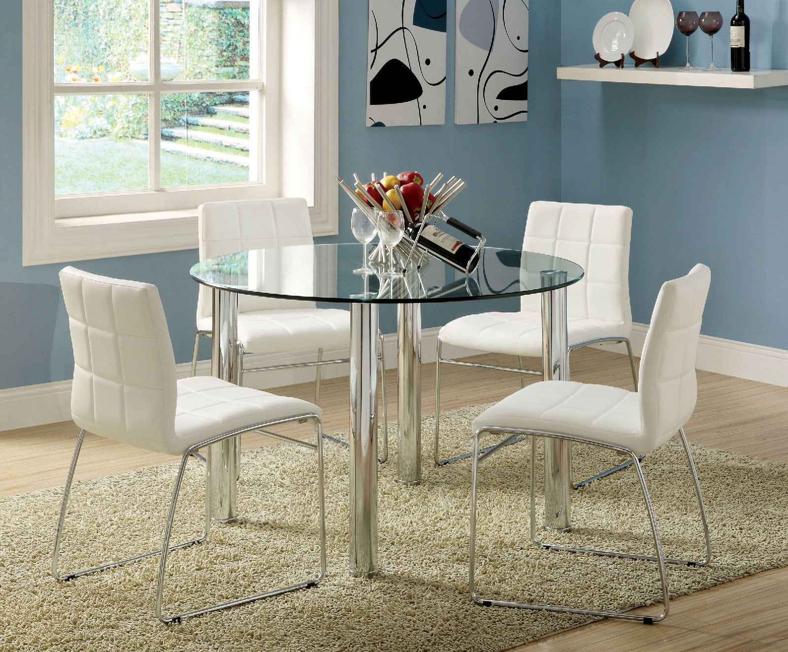 Furniture of America 5 Pc. Round Dining Table Set CM8320T-WH-5PC