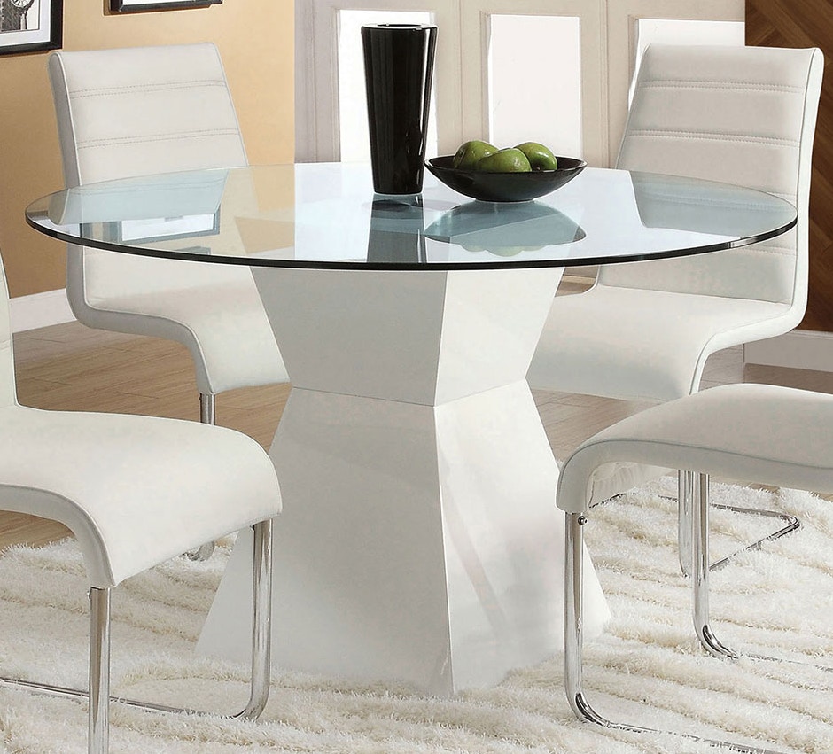 Furniture of America Round Dining Table CM8371WH-T-TABLE