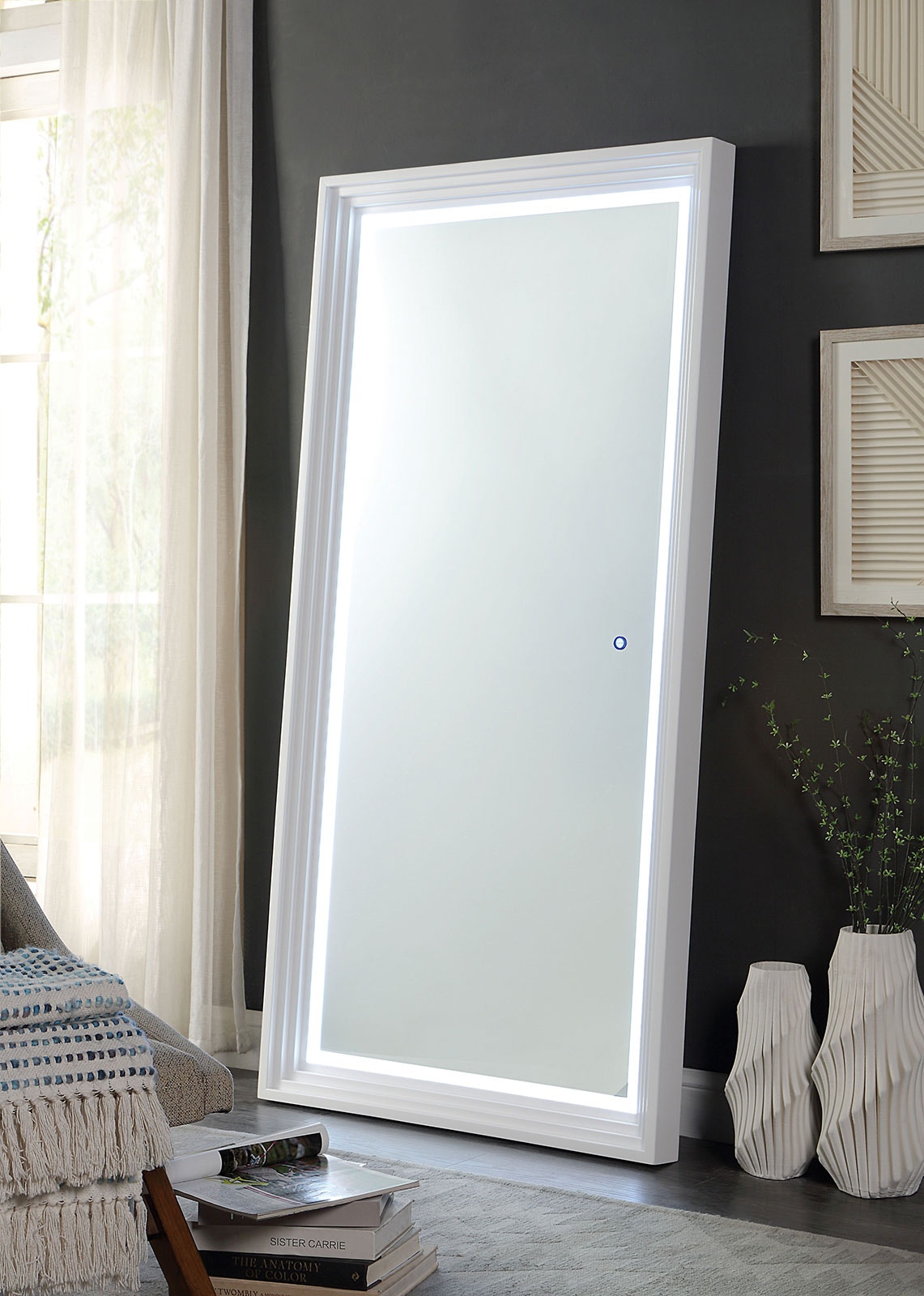  Hallway Mirror with LED, White 