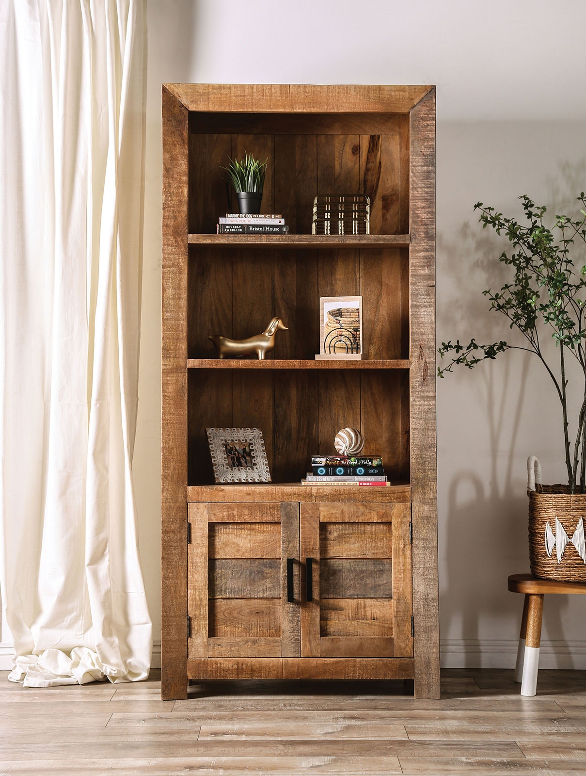 Furniture of America Bookcase, Weathered Natural Tone FOA51037