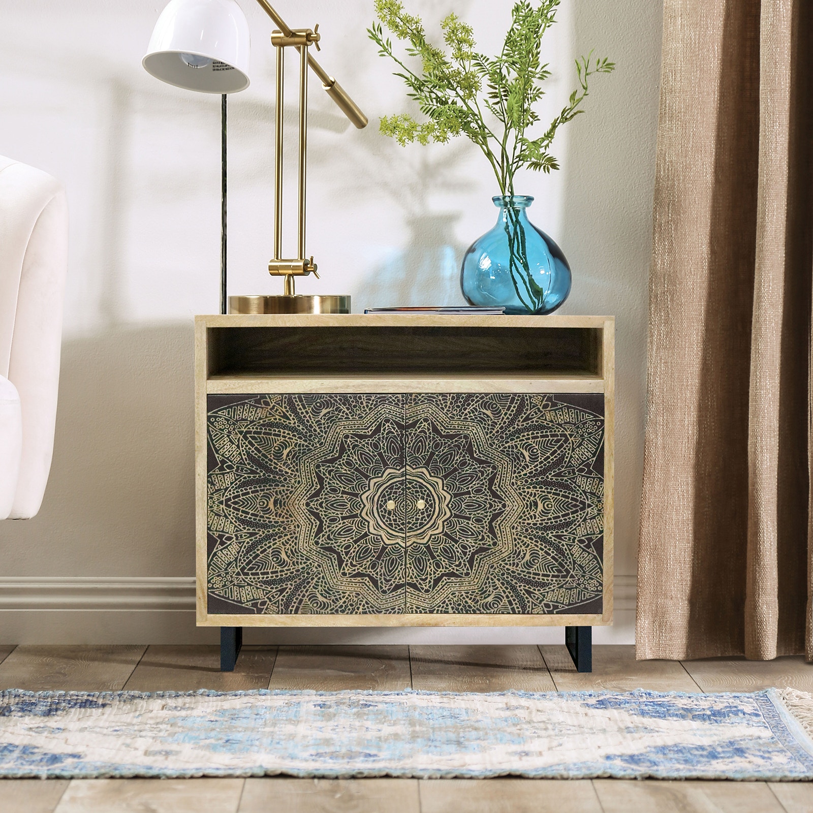 Furniture of America Cabinet, Natural/Black FOA51045