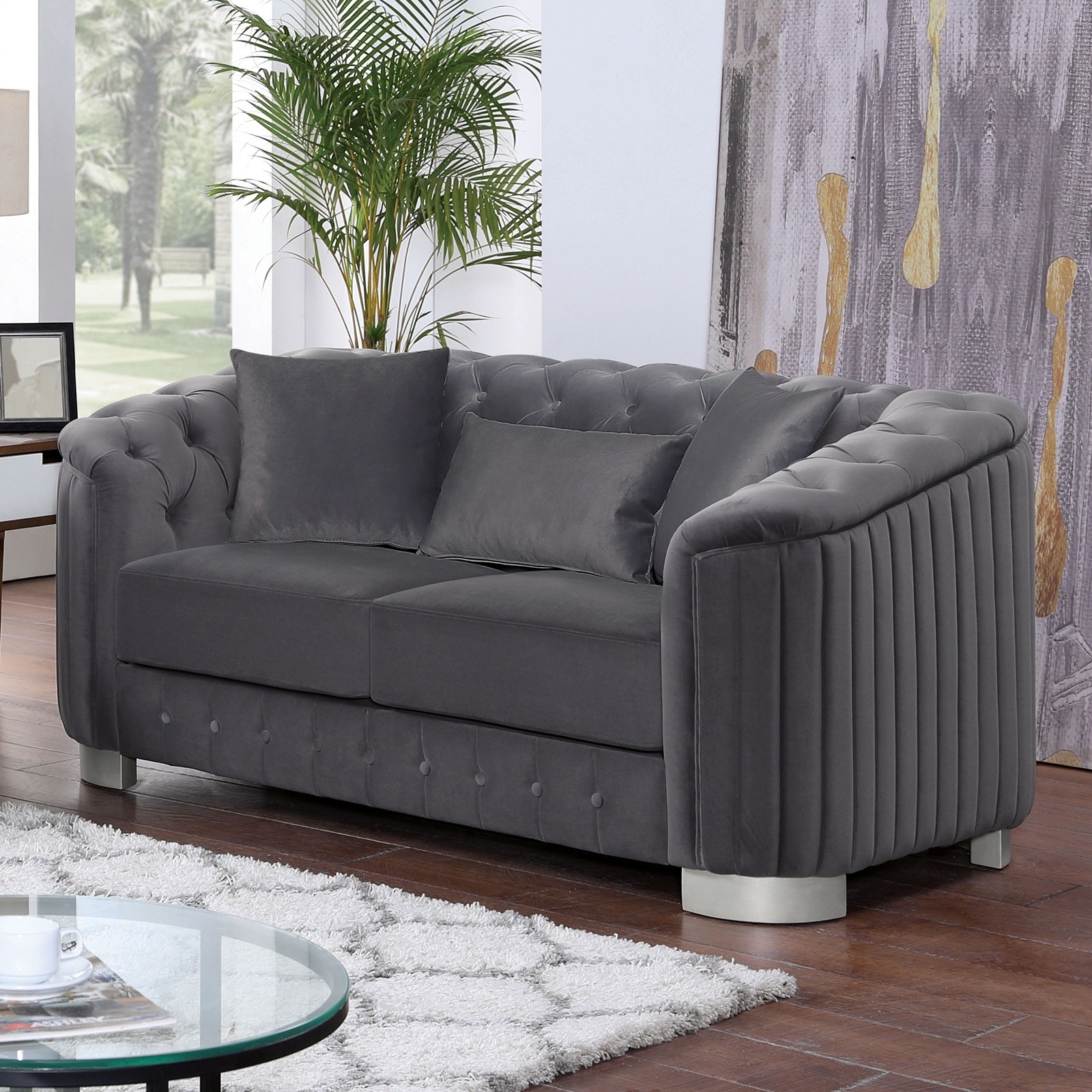 Furniture of America Loveseat, Dark Gray FOA6475DG-LV-PK