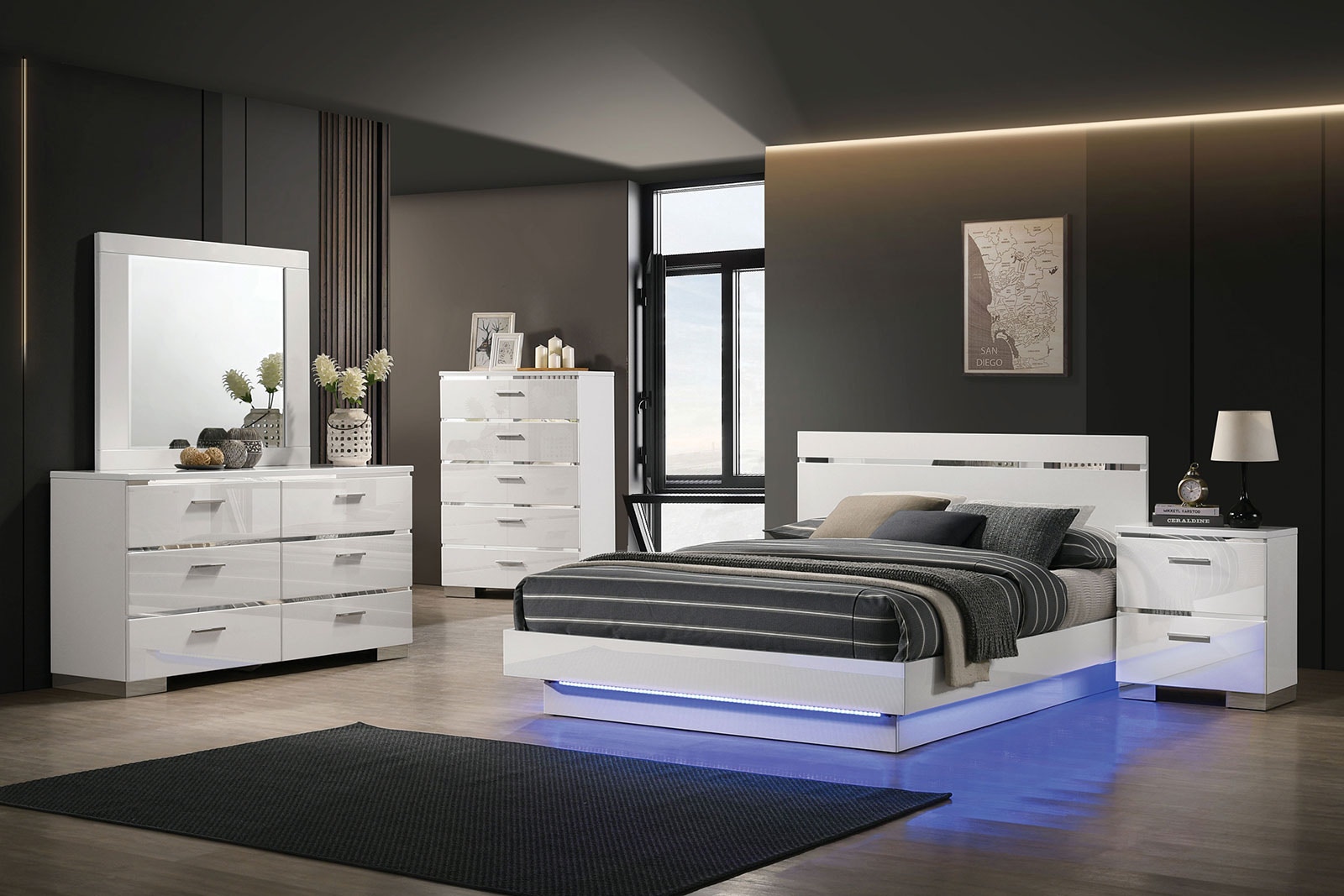 Furniture of America 4 Pc. Queen Bedroom Set FOA7189WH-Q-4PC