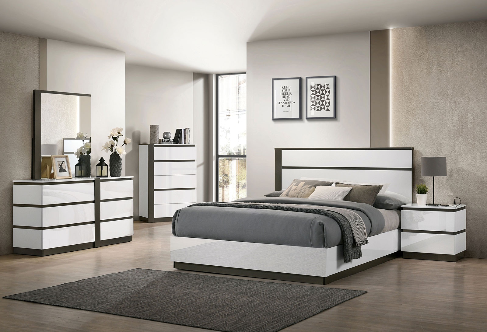 Furniture of America 4 Pc. Queen Bedroom Set FOA7225WH-Q-4PC